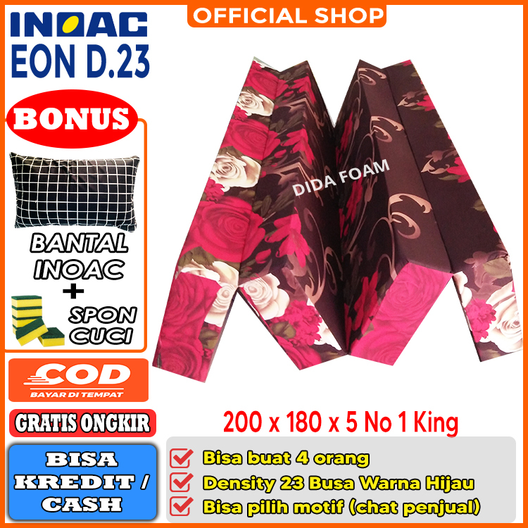 [ 200x180x5 ] Bisa COD Kasur Lipat Inoac No. 1 Original EON Density 23 Kasur Premium Bonus Bantal