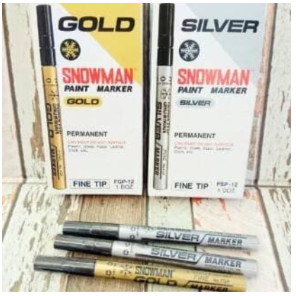 

Spidol snowman silver white gold marker putih emas fine tip