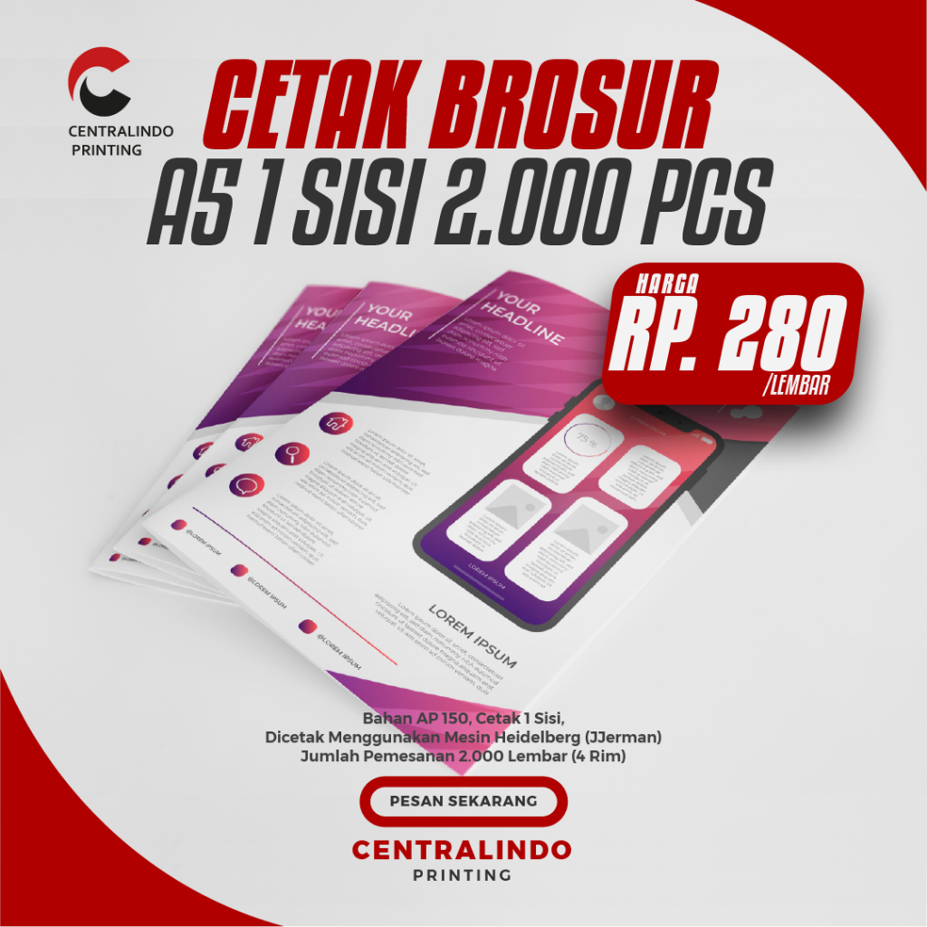 

Cetak Brosur A5 Art Paper 150 gsm 1 atau 2 sisi