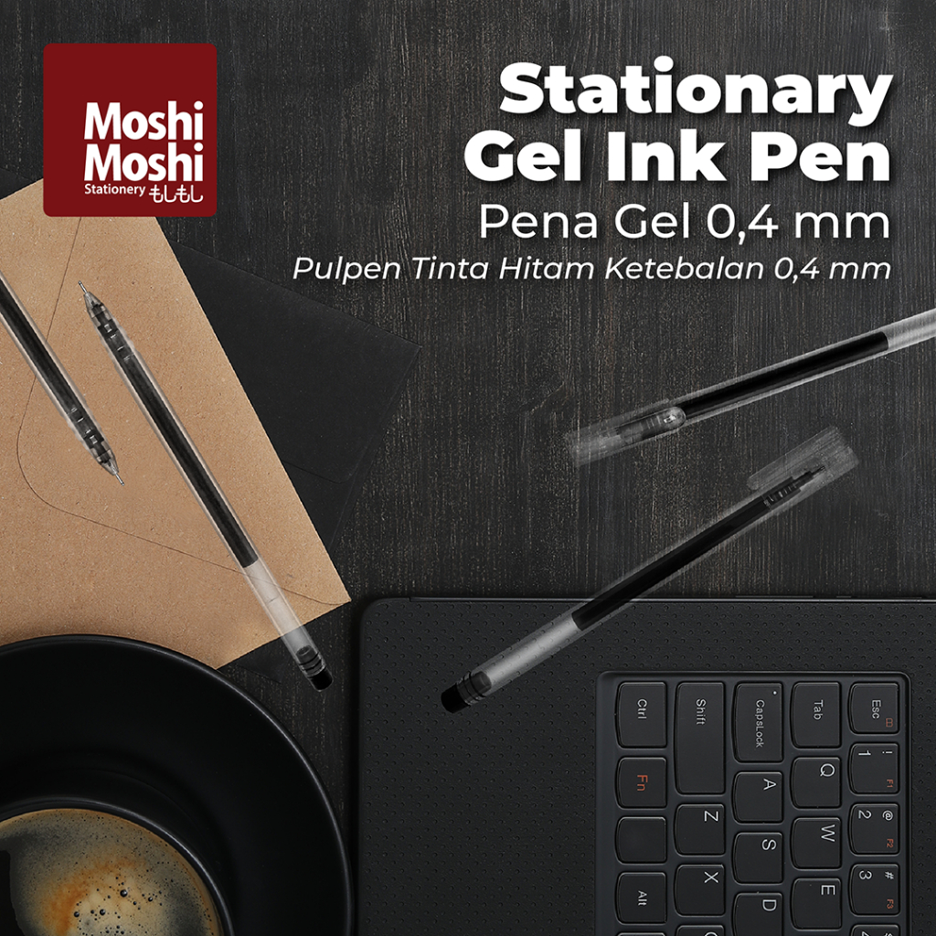

Stationary Gel Ink Pen 0,4 mm Pena Alat Tulis Pulpen Saku Tinta Hitam