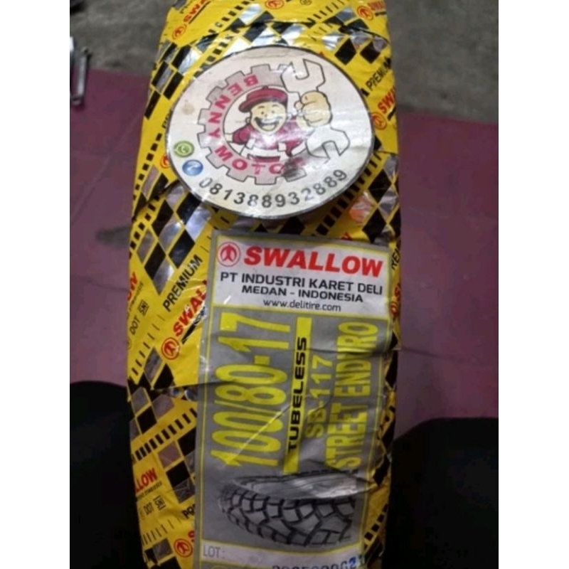 ( RING 17 ) SWALLOW STREET ENDURO 100/80-17 TUBLES BAN DUALPURPOSE FREE PENTIL KARET