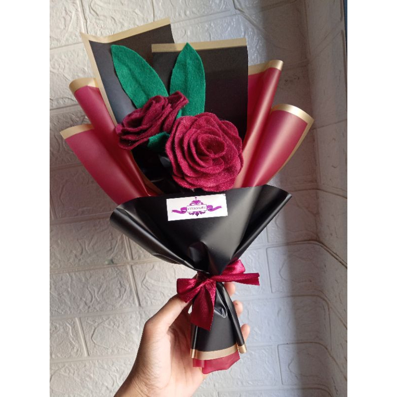 Buket bunga flanel 2 tangkai