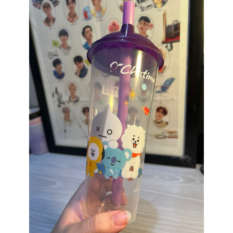 BT21 x Chatime reusable cup tumblr plastic botol minum bts van rj tata