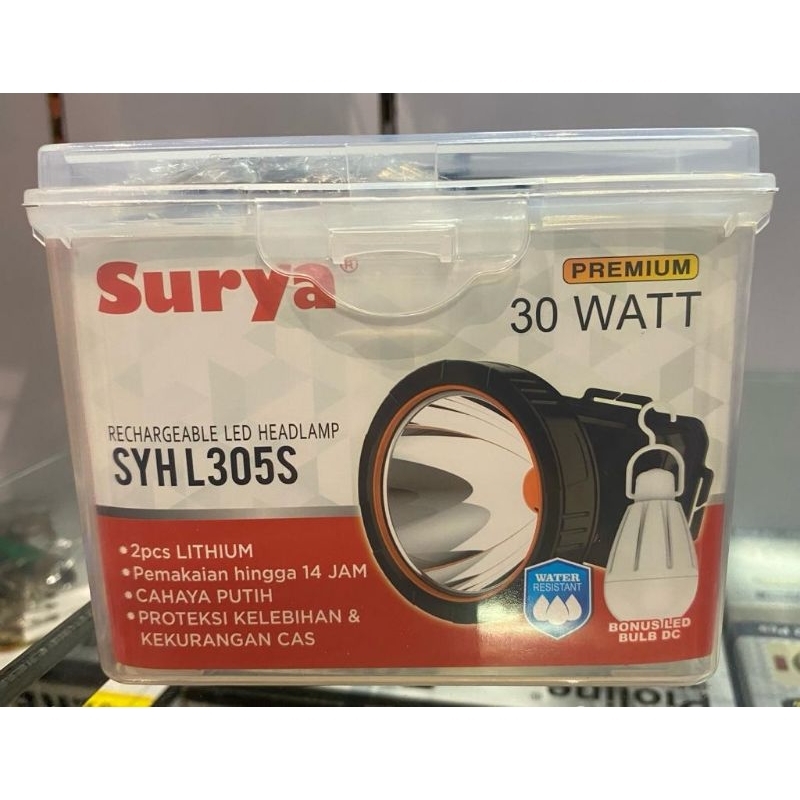 senter kepala Surya 30 Watt + bonus LED BULB DC