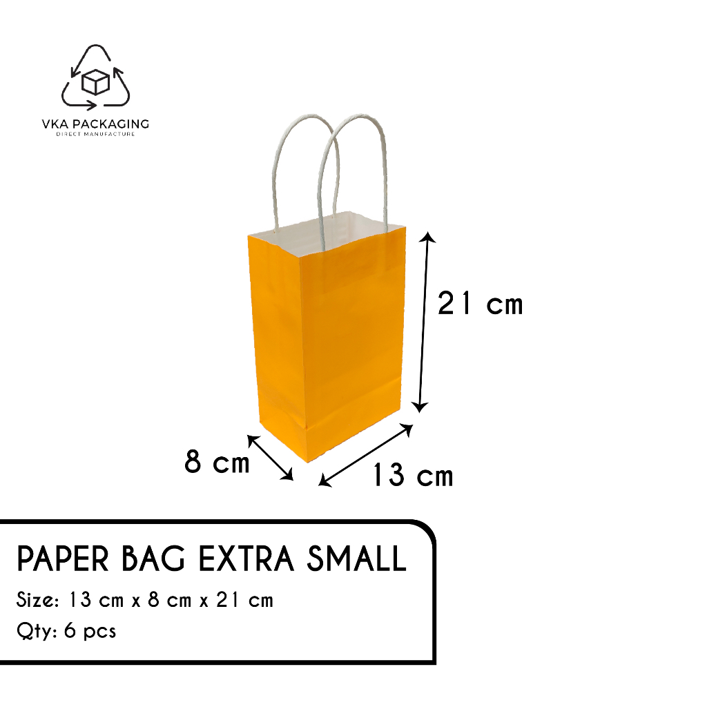 

Paper Bag White Kraft Solid Color Extra Small Kecil Warna Orange