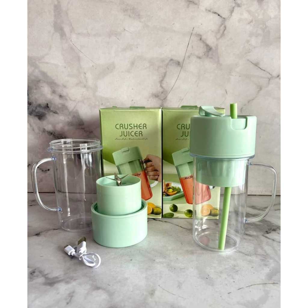 Blender juicer portabel mini listrik juicer gelas + sedotan mini