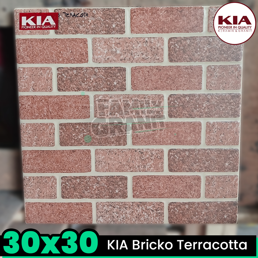 Keramik Kasar 30x30 KIA Bricko Terracotta Lantai Motif Batu Bata