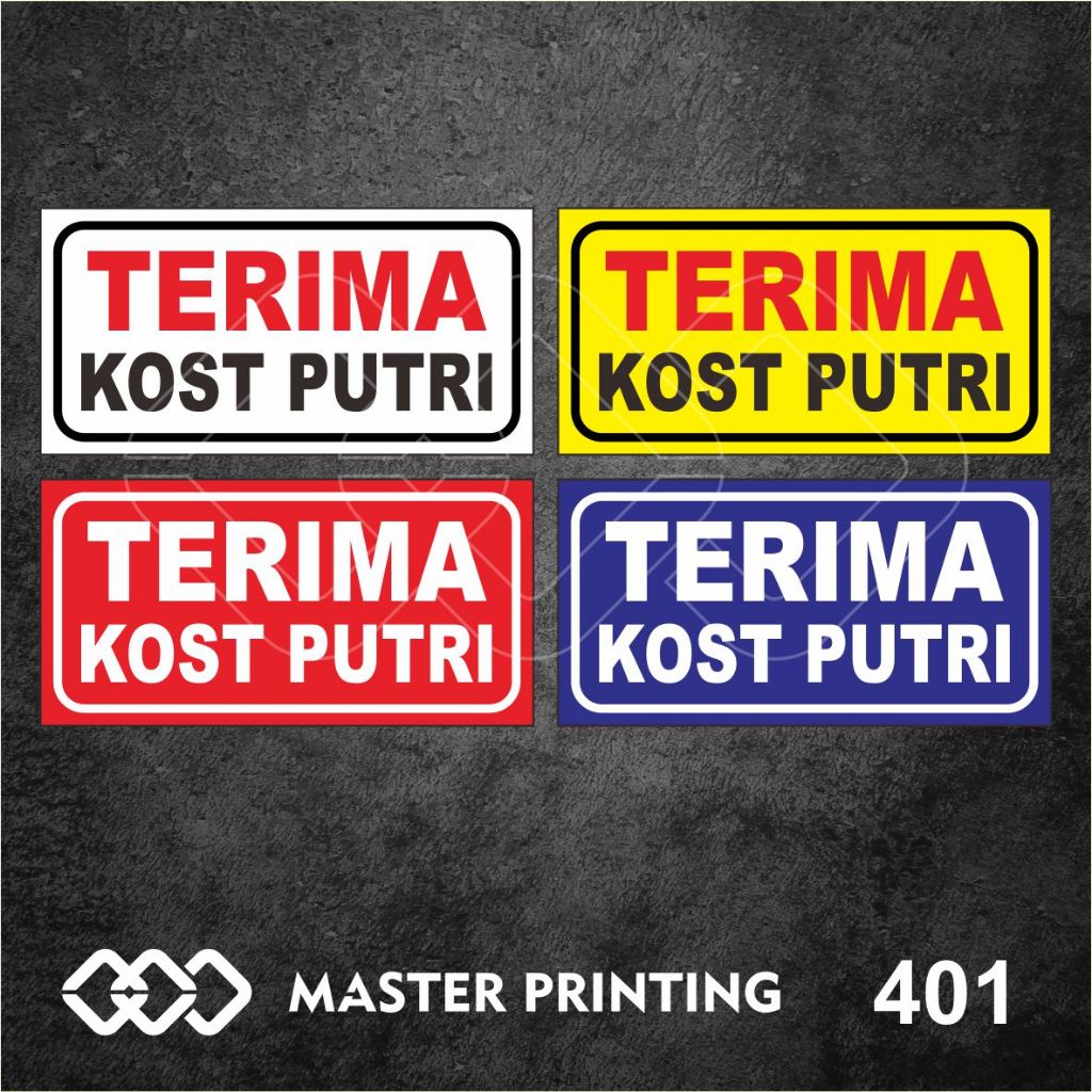 

401 - Stiker Terima Kost Putri, Sticker Vinyl, Premium, Tahan Air, Termurah, dan Bisa Custom