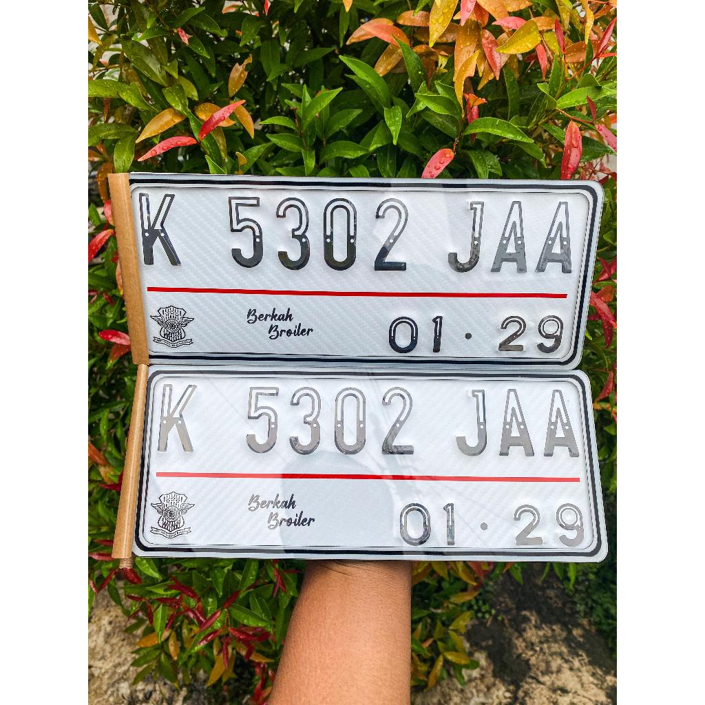 Plat nomer variasi stiker karbon font hologram tutup cover akrilik