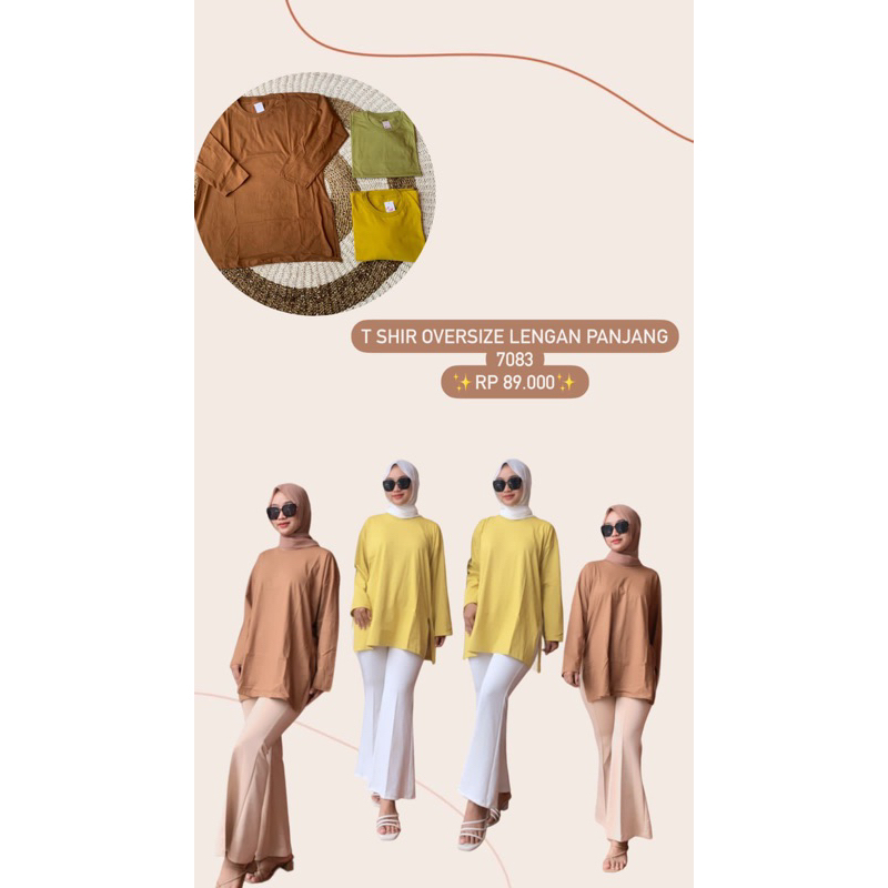 T shirt oversize Lengan panjang 7083