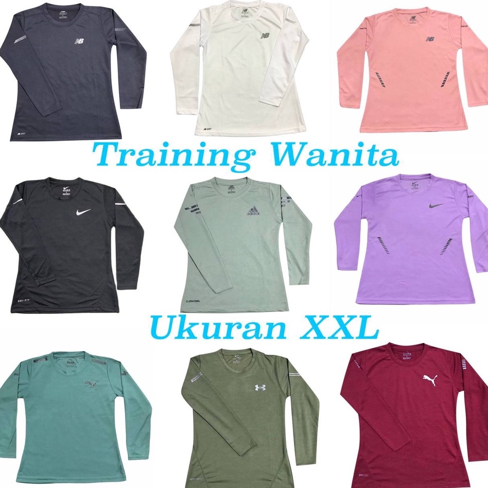 Paling Diminati JM  Baju Training Wanita Bahan Corak Lengan Panjang Ukr XXL