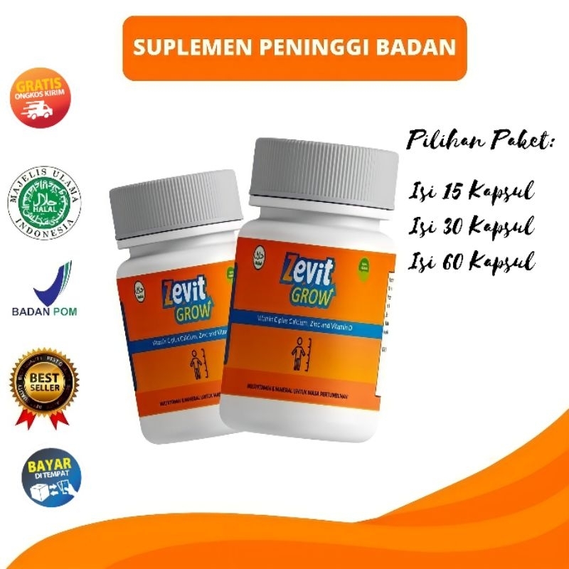 Zevit Grow Kapsul Peninggi Badan / Suplemen Peninggi Badan / Zevit Grow Peninggi Badan Original