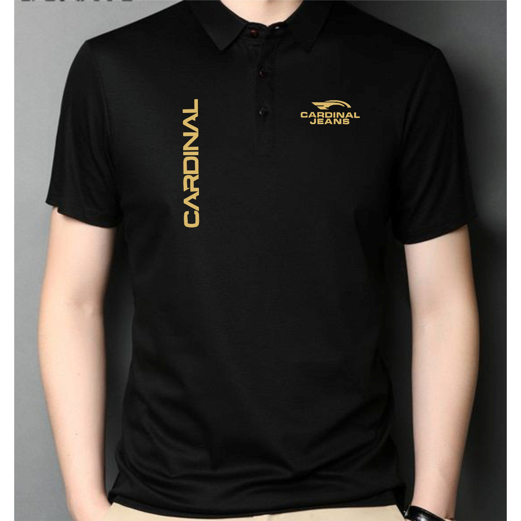 POLO kerah Cardinal Jeans Tegak Text Gold / Kaos Polo Kerah / Tshrit Kaos Kerah Dewasa Kaos Wangki P