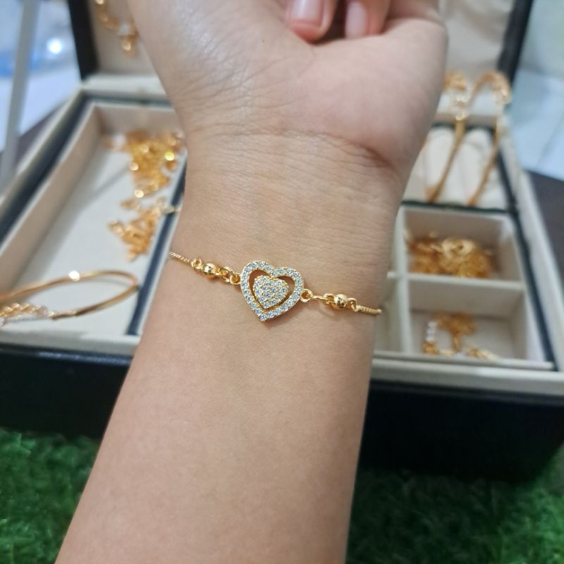 Gelang Serut Xuping love lapis emas