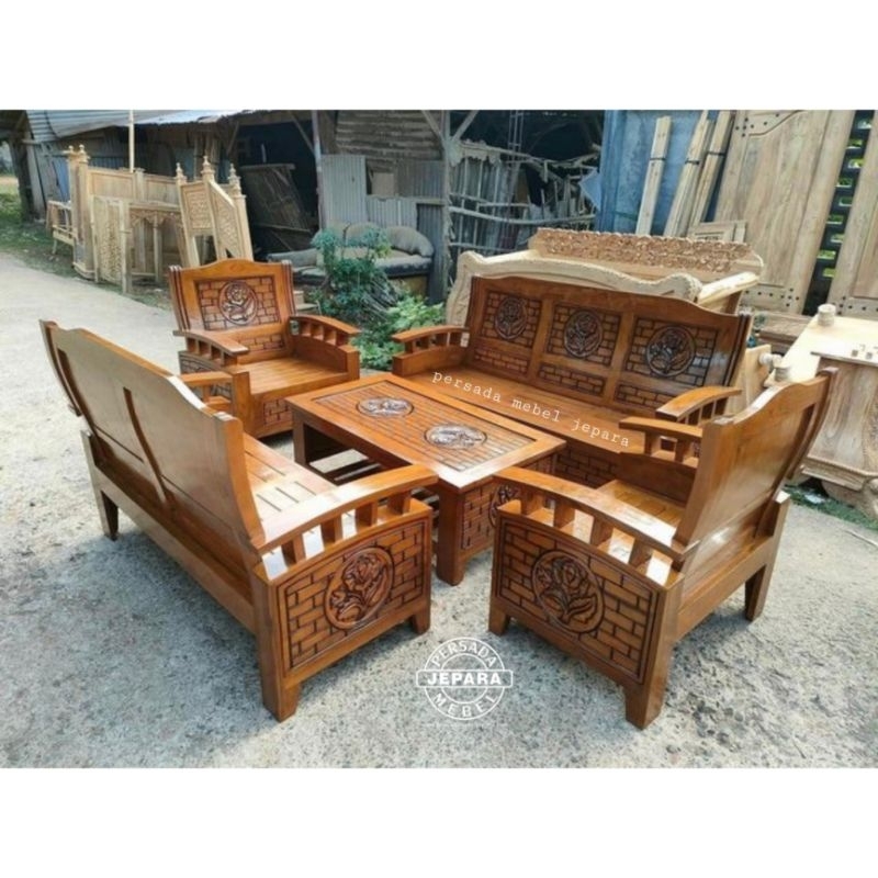 Kursi tamu minimalis model terbaru / Kursi tamu jati / Kursi tamu / Kursi / Bangku jati / Bangku min