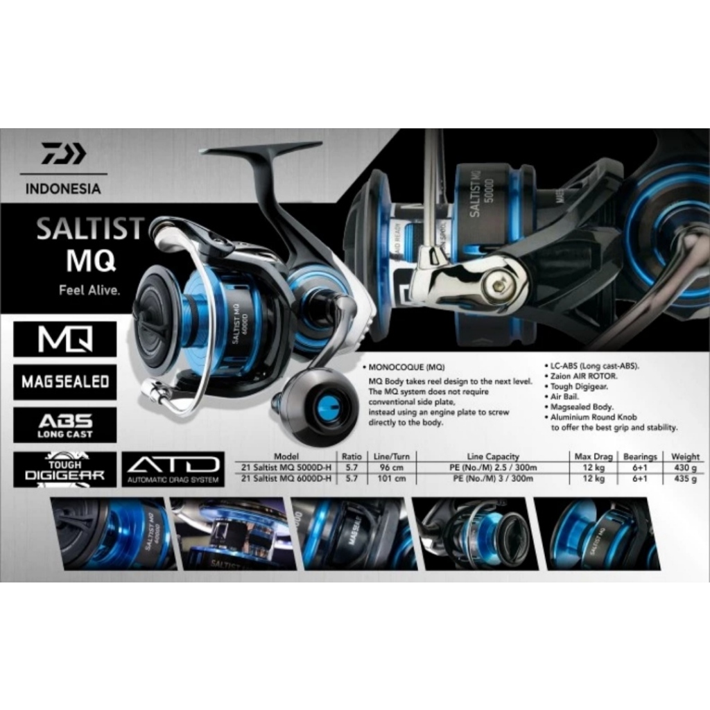 REEL DAIWA SALTIST MQ 2021 - 5000D-H / 6000D-H / 8000H / 14000DH - ORIGINAL