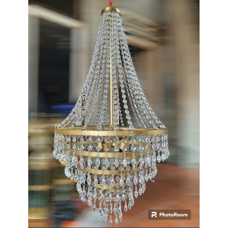 lampu gantung kristal ukuran 50×100cm.  jumbo besar