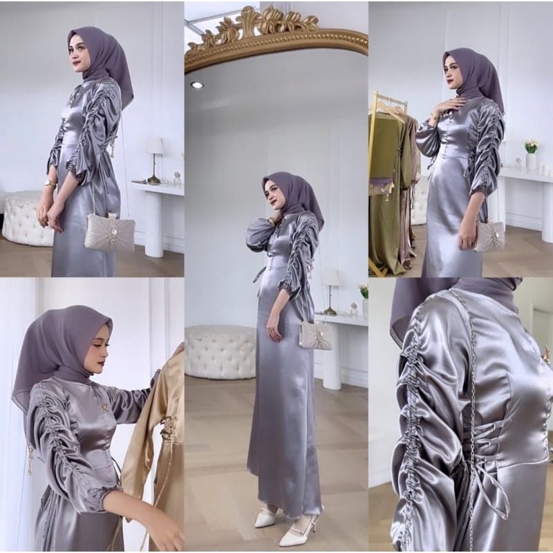 GAMIS SATIN AURORA SILK PREMIUM // Gamis Dress satin Luxury silk // Gamis  kondangan viral terbaru