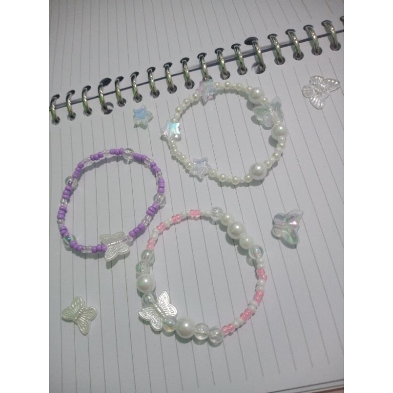 gelang manik mutiara korean style kupu kupu