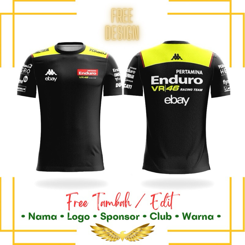 Baju Kaos Jersey Dryfit Olahraga Premium Printing Jumbo Big Size | PERTAMINA ENDURO VR46 RACING TEAM