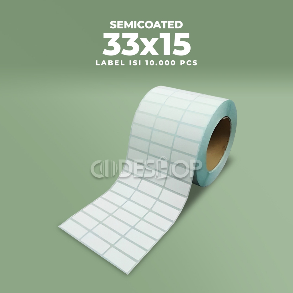 

LABEL BARCODE 33 X 15 (CORE BESAR) Kertas Label Semicoated 33x15mm