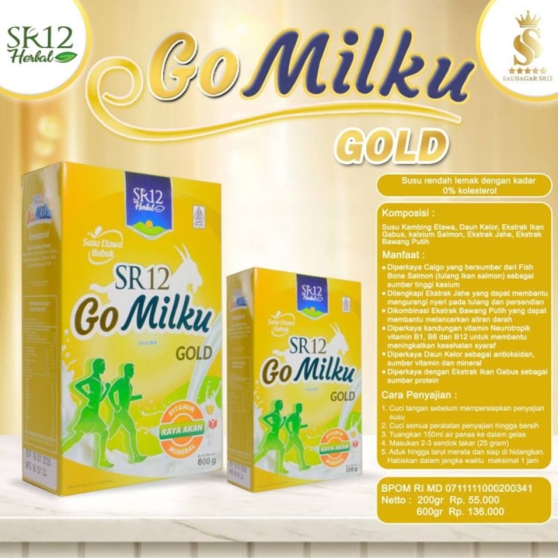 

(GRATIS HADIAH) Gomilku Gold sr12, Mencegah pengeroposan tulang menjaga kesehatan tulang Sendi Otot Susu Manula Susu dewasa Susu daun kelor