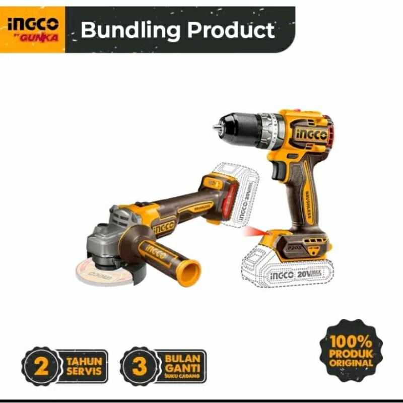 Bundling Product-GK P20S Product Brushless BOR+GRINDA+BATERAI CHARGER INGCO