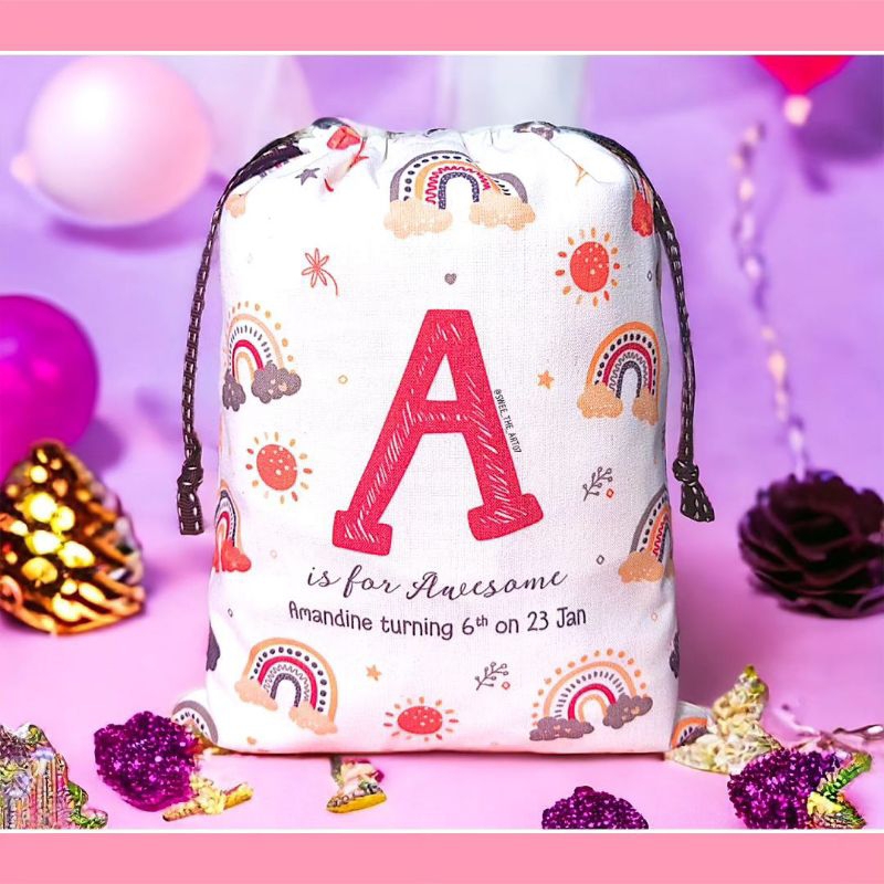 Goodie Bag Pouch Serut Belacu Tas Ulang Tahun custom ukuran 20x25