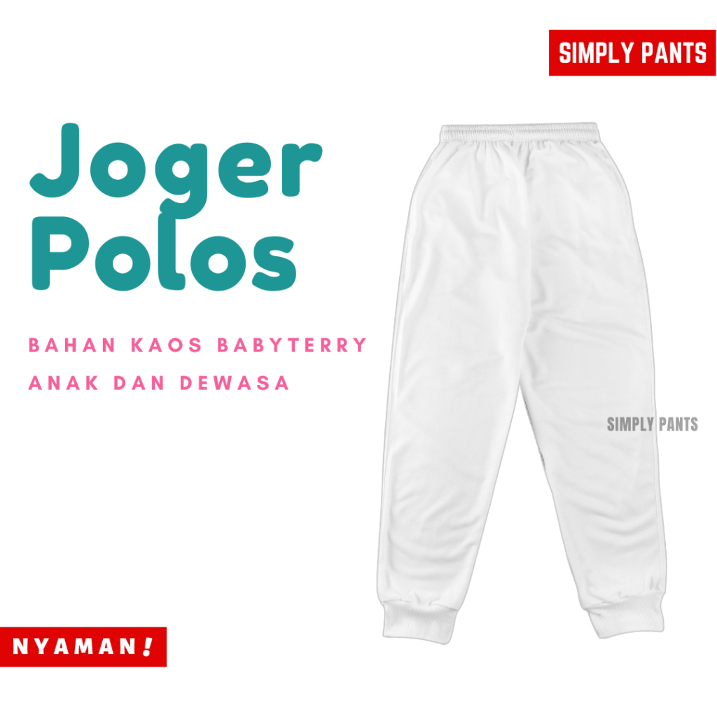 Celana Joger Polos Warna Putih Solid Celana Olahraga Putih Solid Joger Anak Joger Dewasa Unisex