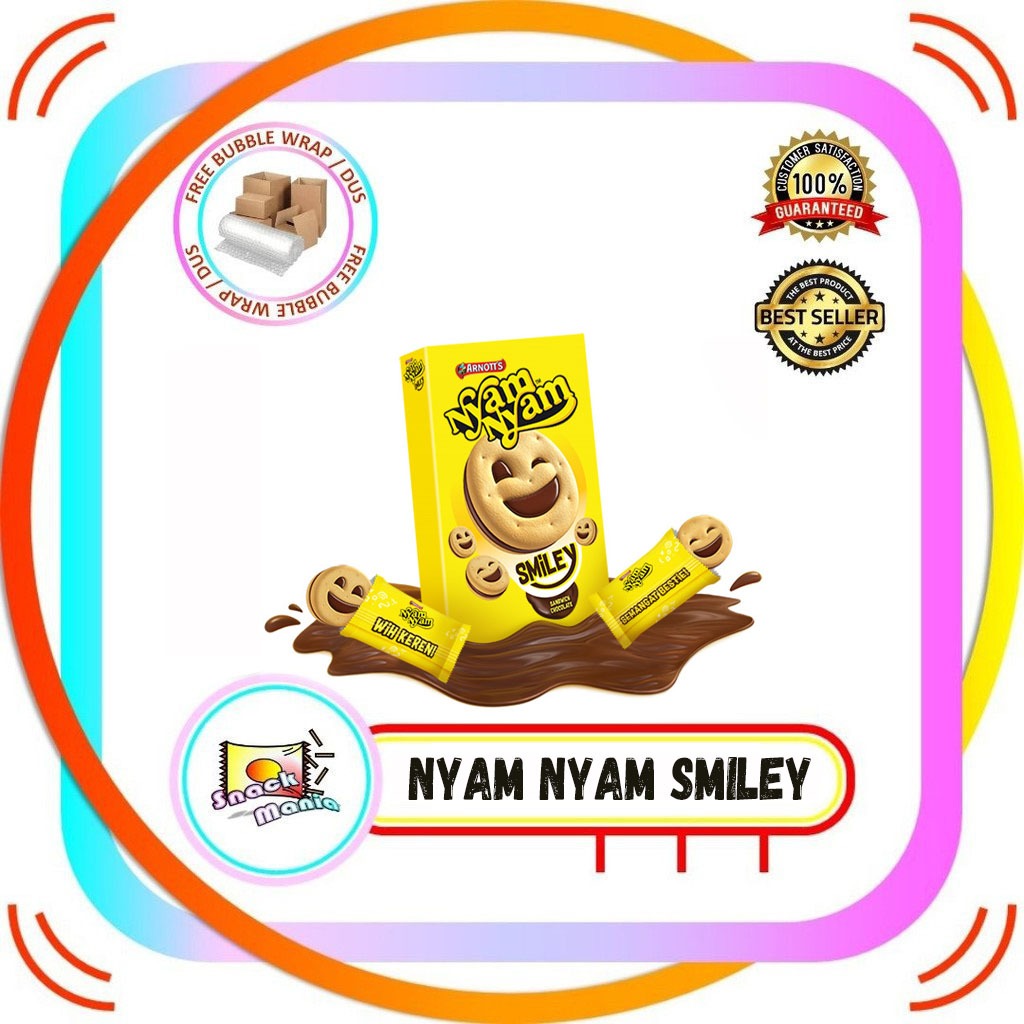 

Nyam Nyam Smiley Biscuit Chocolate Sandwich ~ 45 gr Biskuit Coklat