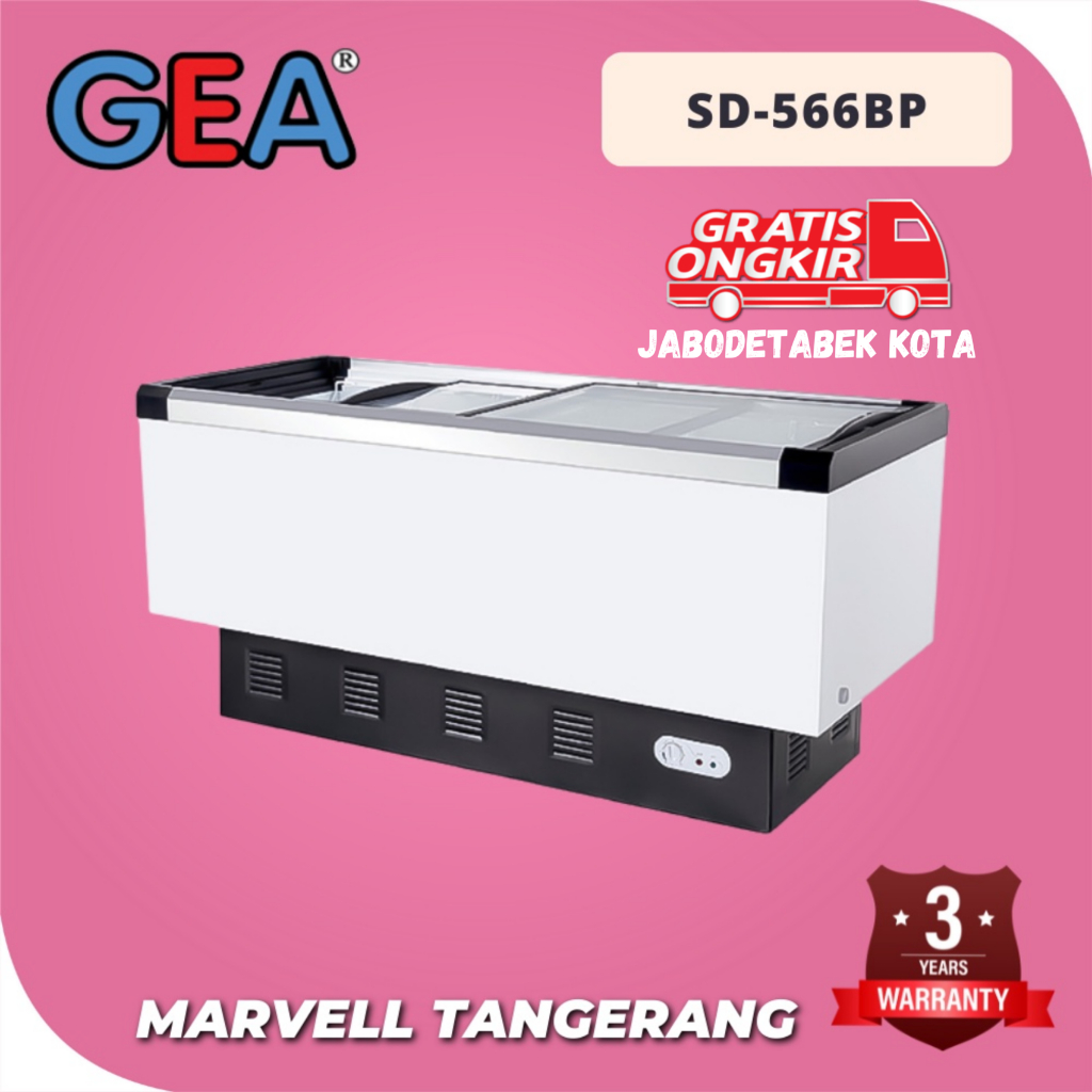 GEA Freezer SD-566BP Kulkas Freezer Es Krim Sliding Flat / Pintu Geser