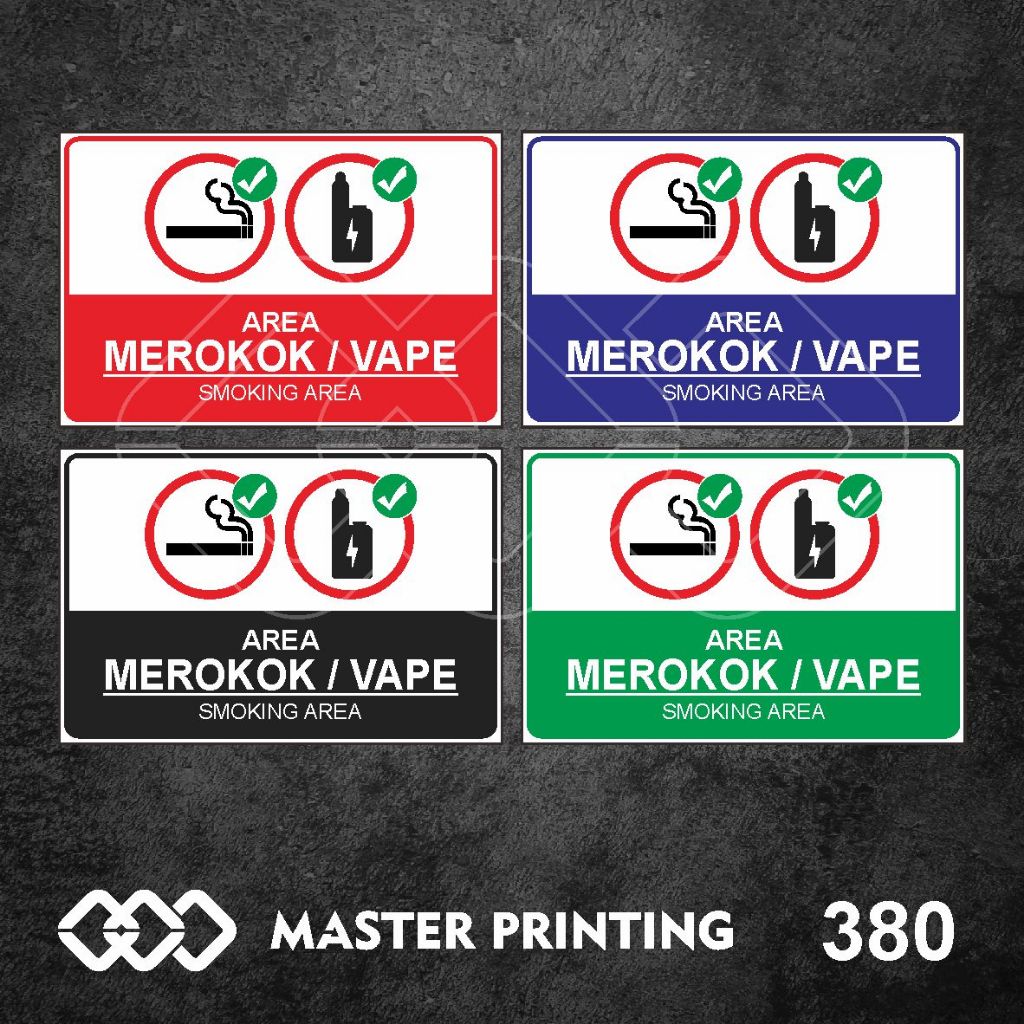 

380 - Stiker Area Merokok/Vape, Sticker Vinyl, Premium, Tahan Air, Termurah, dan Bisa Custom