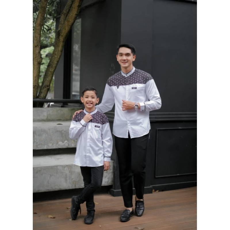 Baju Koko Couple Ayah Dan Anak Baju Lebaran Couple Pasangan 2024 Kemeja Koko Ayah Dan Anak Laki Laki