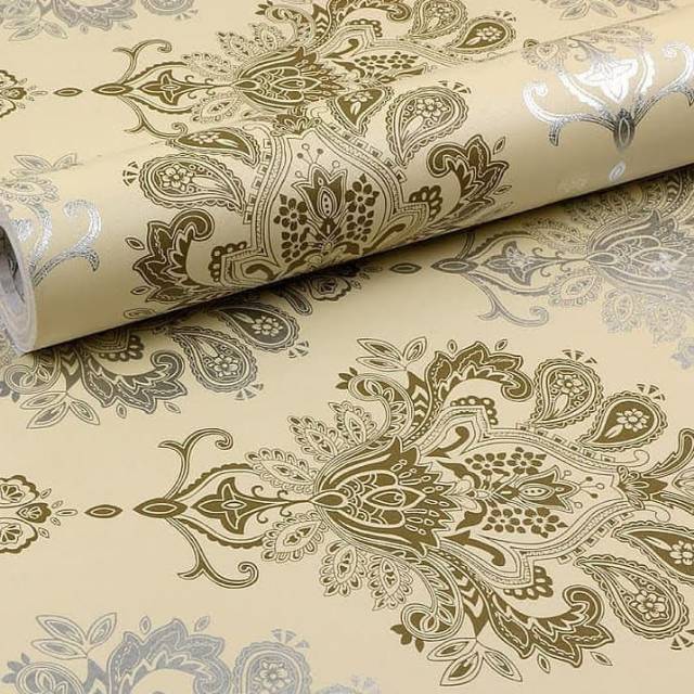 WALLPAPER /STICKER DINDING MOTIF BATIK COKLAT