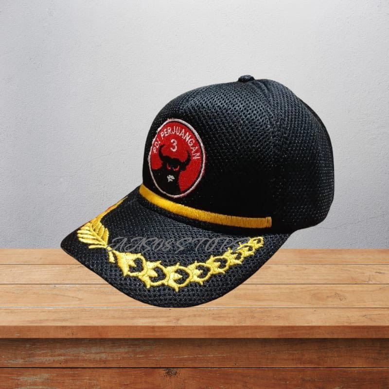 topi pdi p topi outdoor pdi perjuangan lis padi kapas hitam