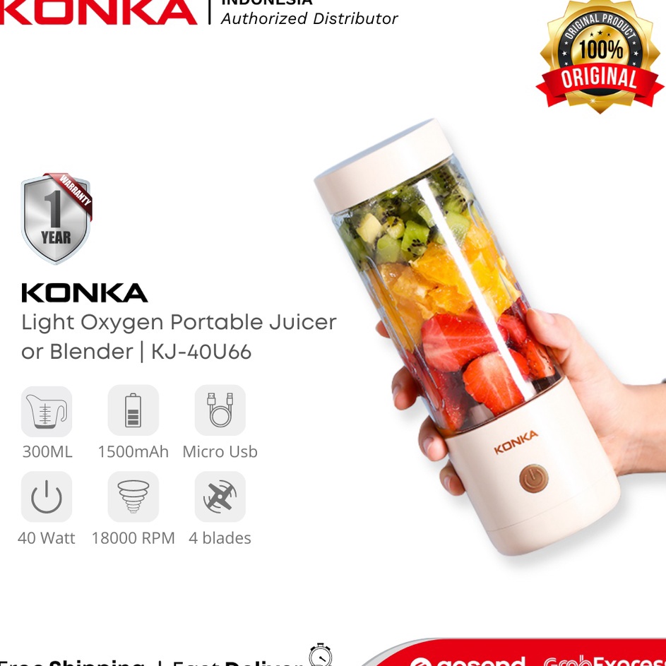 KONKA Blender Portable Juicer Wireless 4 Blades 3ml  KJ4U66 y Promo Promo