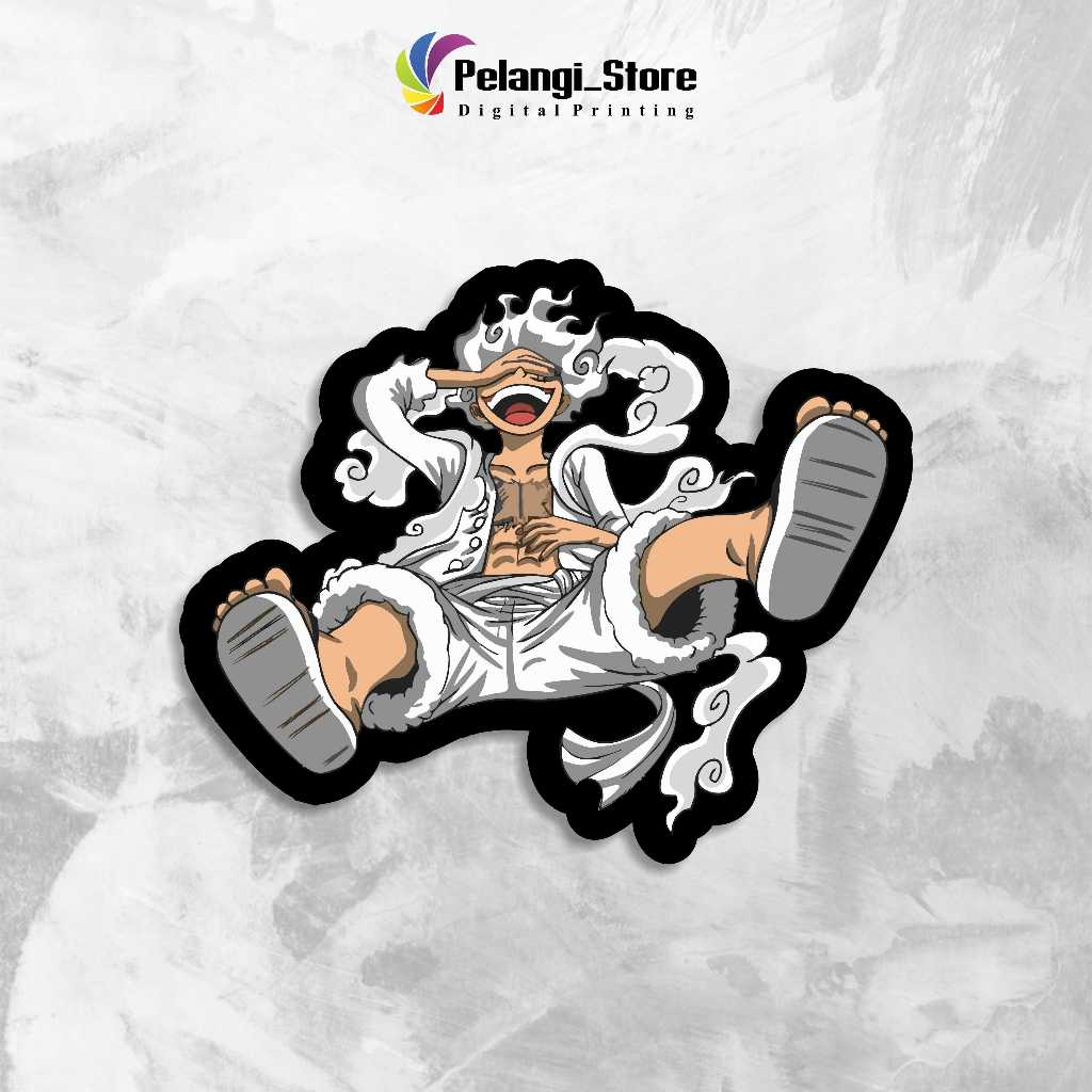 

Stiker vinyl Anime Luffy Gear 5 sticker case hp & laptop ukuran 7 cm