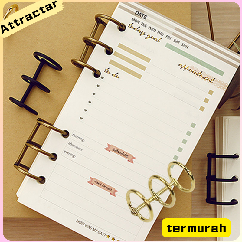 

✨In Stock 3 Lubang Klip Logam Bergerak Terbuka Kalender Meja Buku Cincin Pengikat Lepas-AT