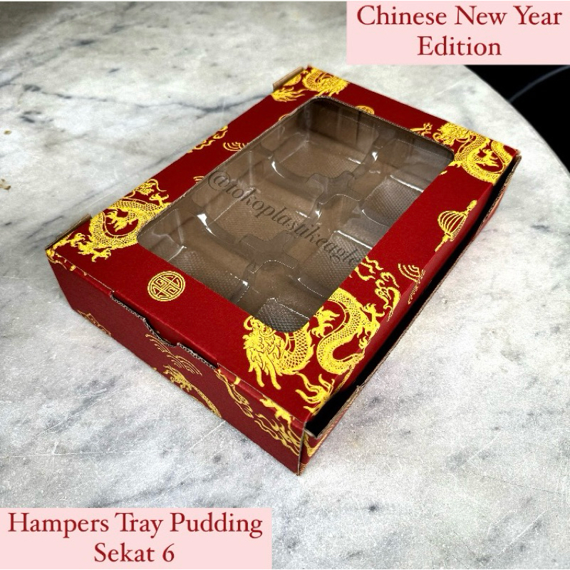 

[CHINESE NEW YEAR EDITION] Hampers Box Tray Pudding Sekat 6 Motif Naga