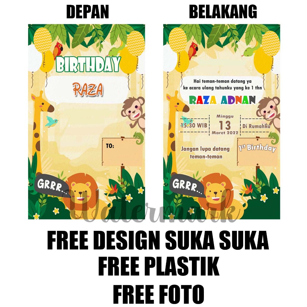 (UNDANGAN ULTAH) /Undangan ulang tahun / undangan ultah / undangan cetak / cetak undangan