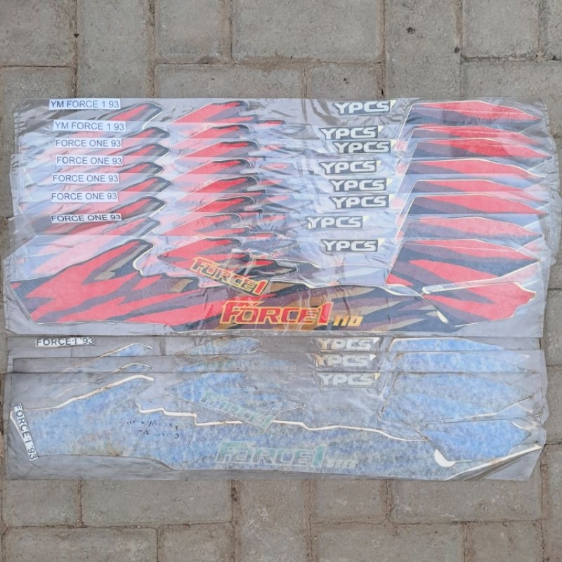 DECAL STIKER STICKER STRIPING BODY SET YAMAHA FORCE1 FORCE 1 POSWAN F1 1993 LAMINASI NOS