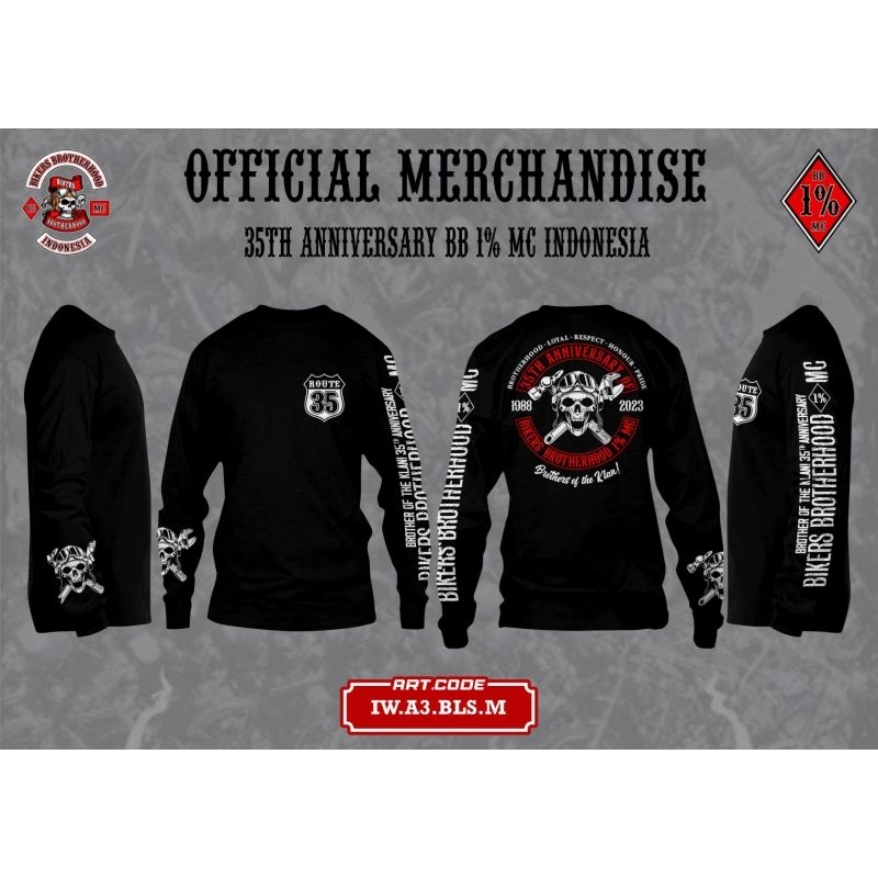 Kaos Tshirt Tangan Panjang Bikers Brotherhood 1% MC