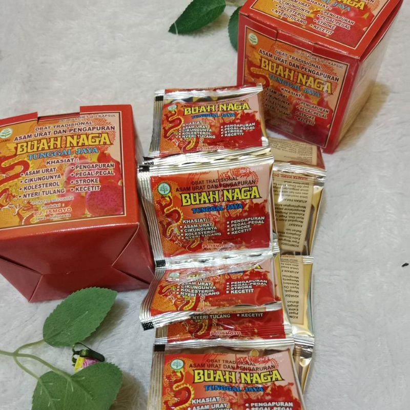 JAMU ASAM URAT DAN PENGAPURAN BUAH NAGA 10 SACHET JAMU TRADISIONAL TUNGGAL JAYA. PJ. ISMOYO