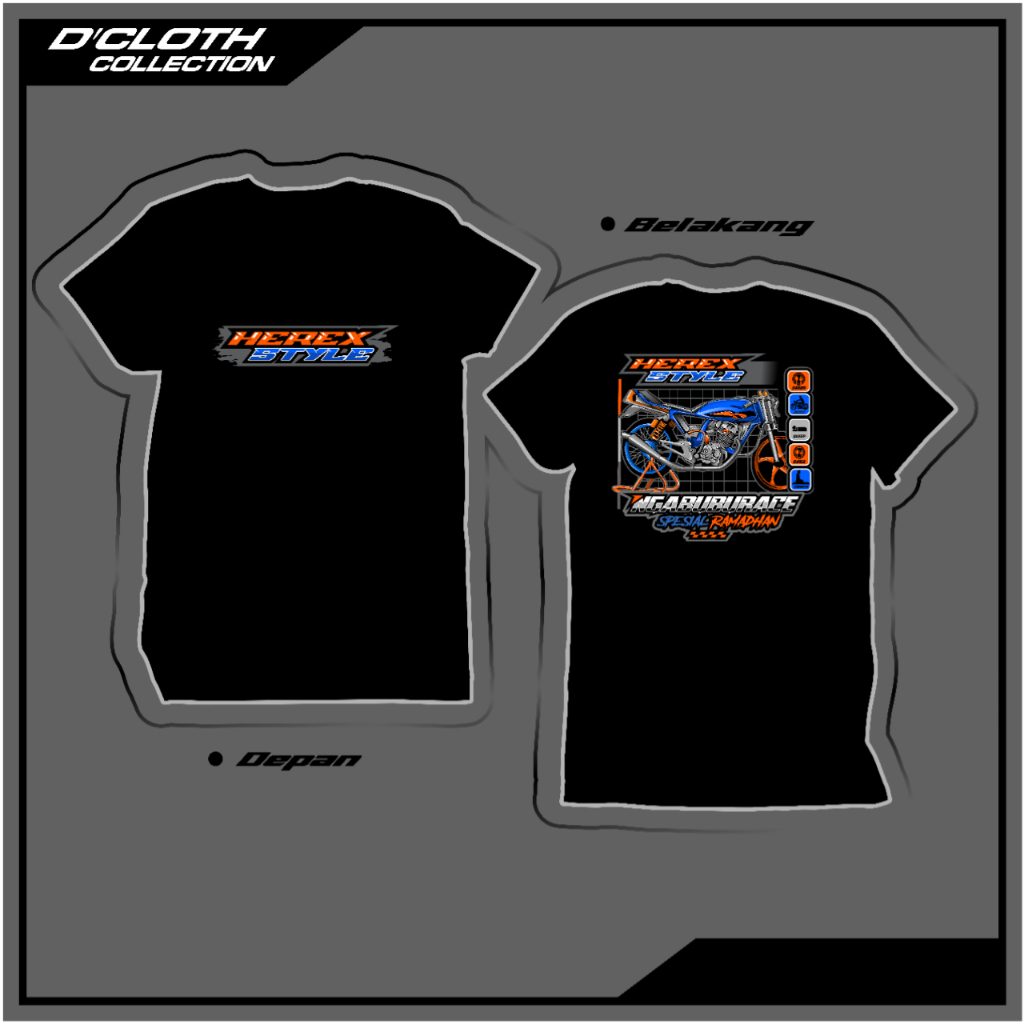 Kaos distro herex style ramadhan race katun pe 24s lengan pendek super premium,atasan pria wanita un