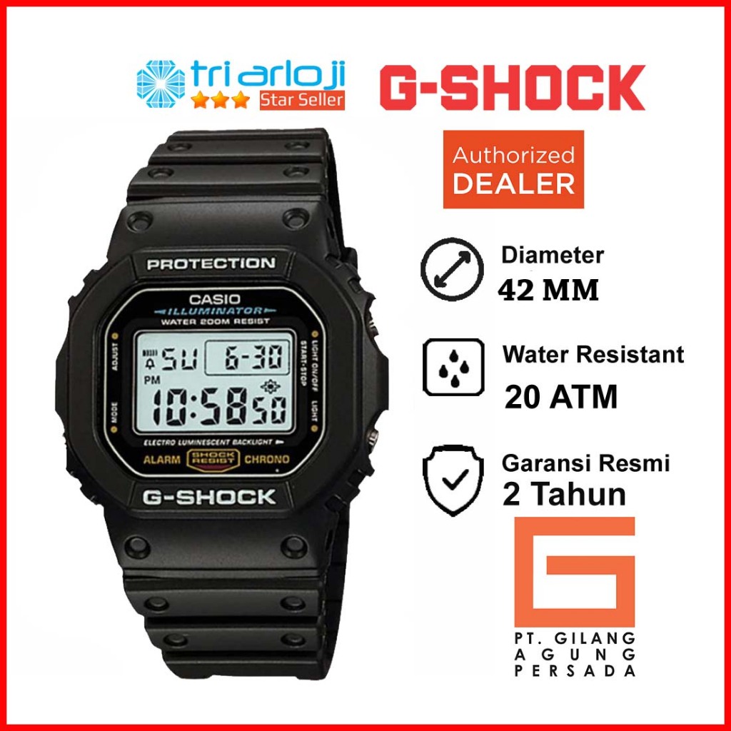 Casio G-Shock DW-5600E-1VDF Jam Tangan Pria Digital Hitam GShock DW5600E DW-5600E-1V