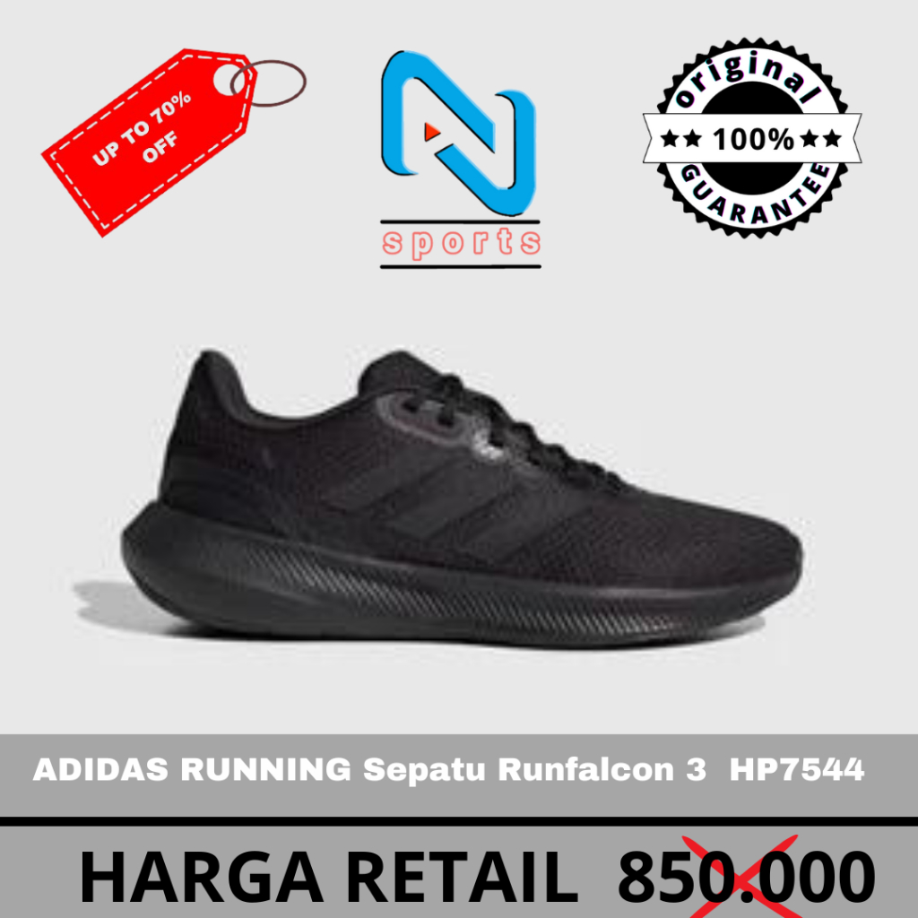 Sepatu ADIDAS RUNNING Sepatu Runfalcon 3  Hitam  Original 100%
