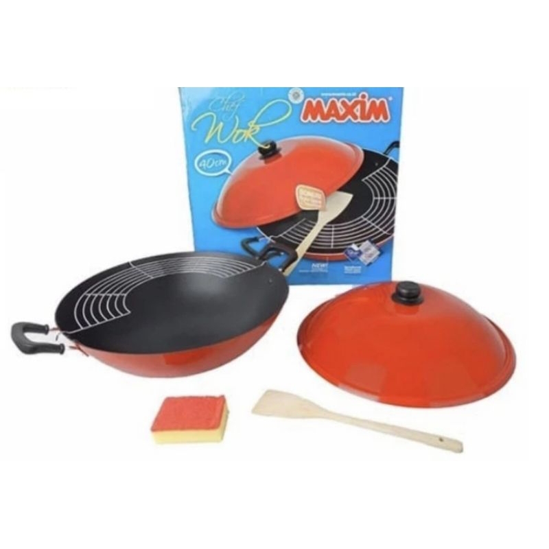 MAXIM CHEF WOK WAJAN / KUALI TEFLON ANTI LENGKET 40 CM
