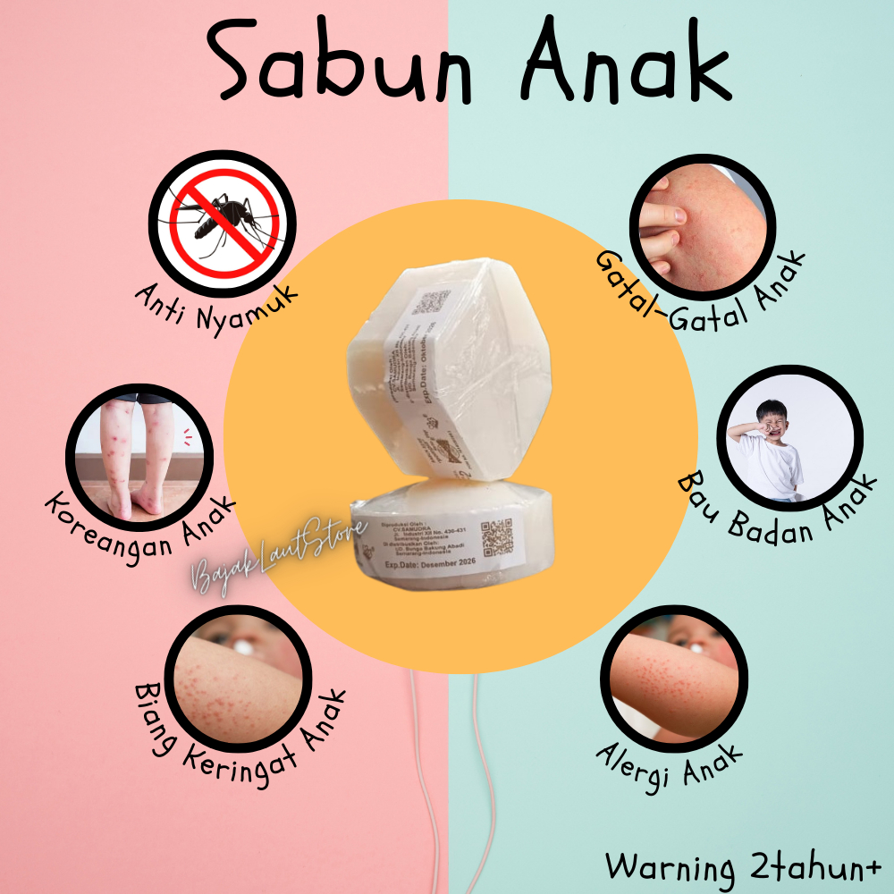 Sabun Mandi Anak, Sabun Biang Keringat Anak, Sabun Gatal-Gatal Anak, Sabun Bau Asem Anak, Sabun Bau 