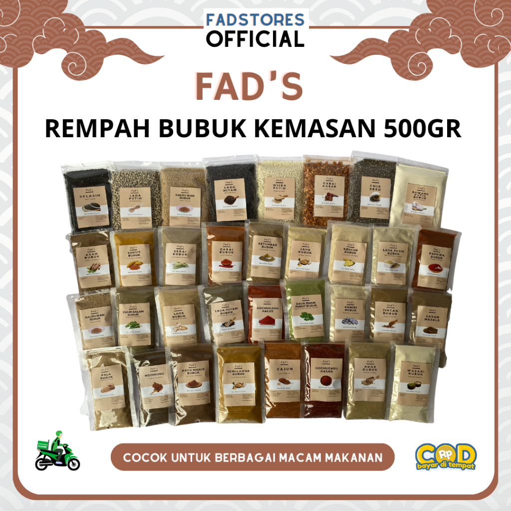 

Fad's Rempah Bubuk Kemasan 500gr - Bumbu Dapur Lengkap - Bumbu Dapur Original