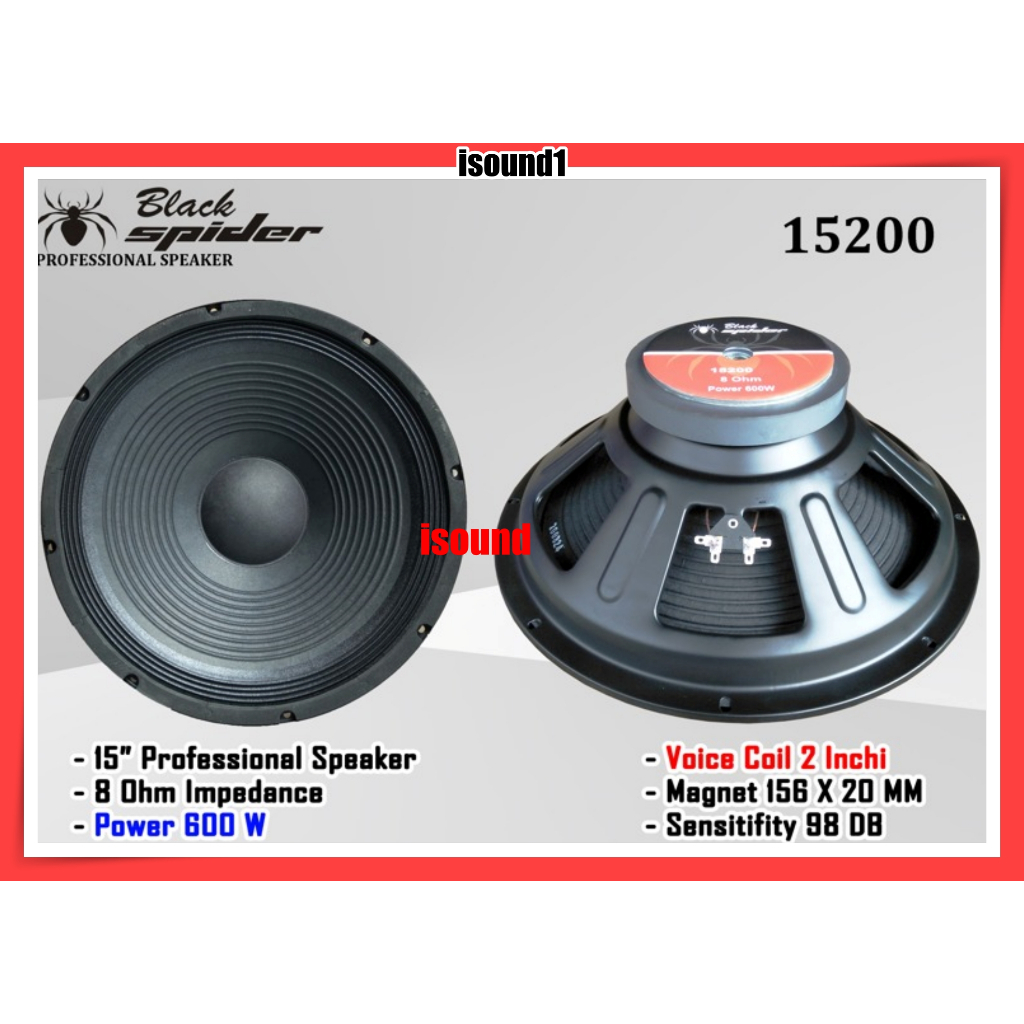 SPEAKER BLACK SPIDER 15 INCH 15200 KOMPONEN BLACKSPIDER 15200 ORIGINAL